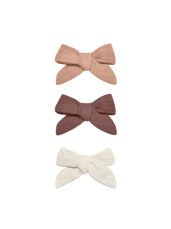 Bow w/ Clip Set of 3 | Rose, Plum, Natural