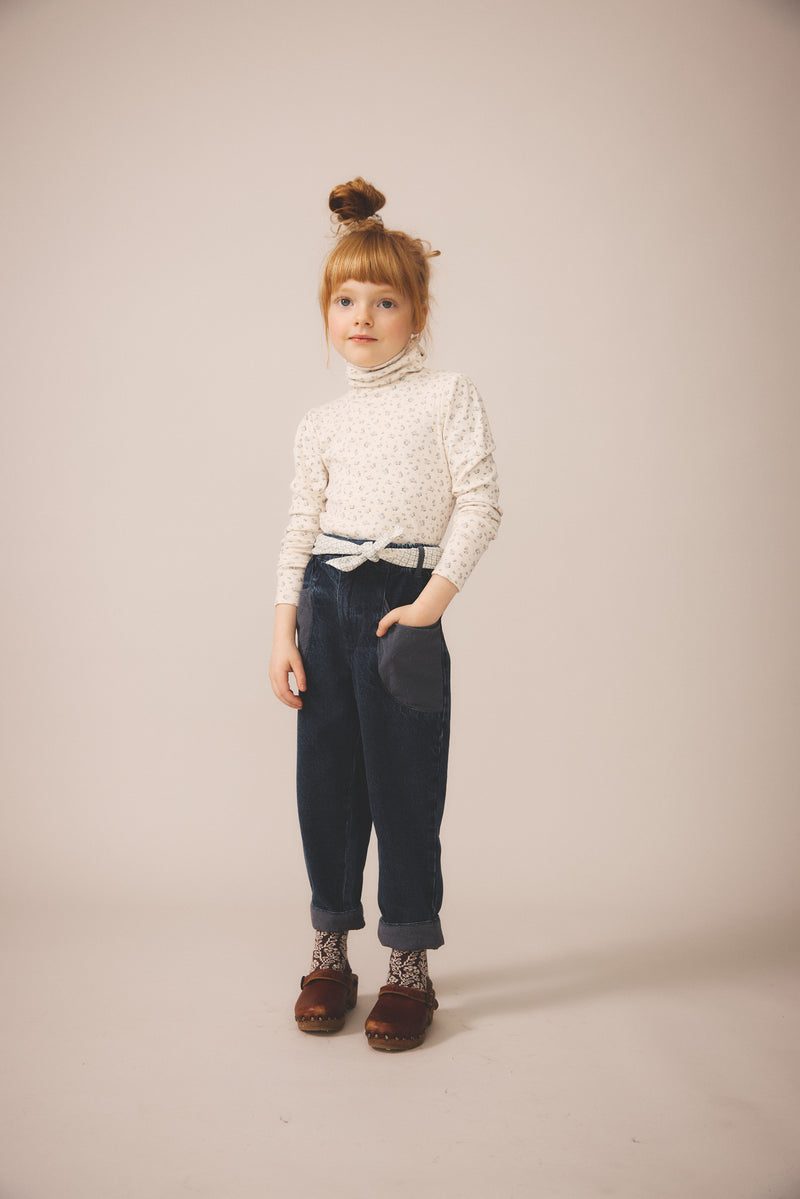 Snap Turtleneck | Calico Print PTL - Rosewood