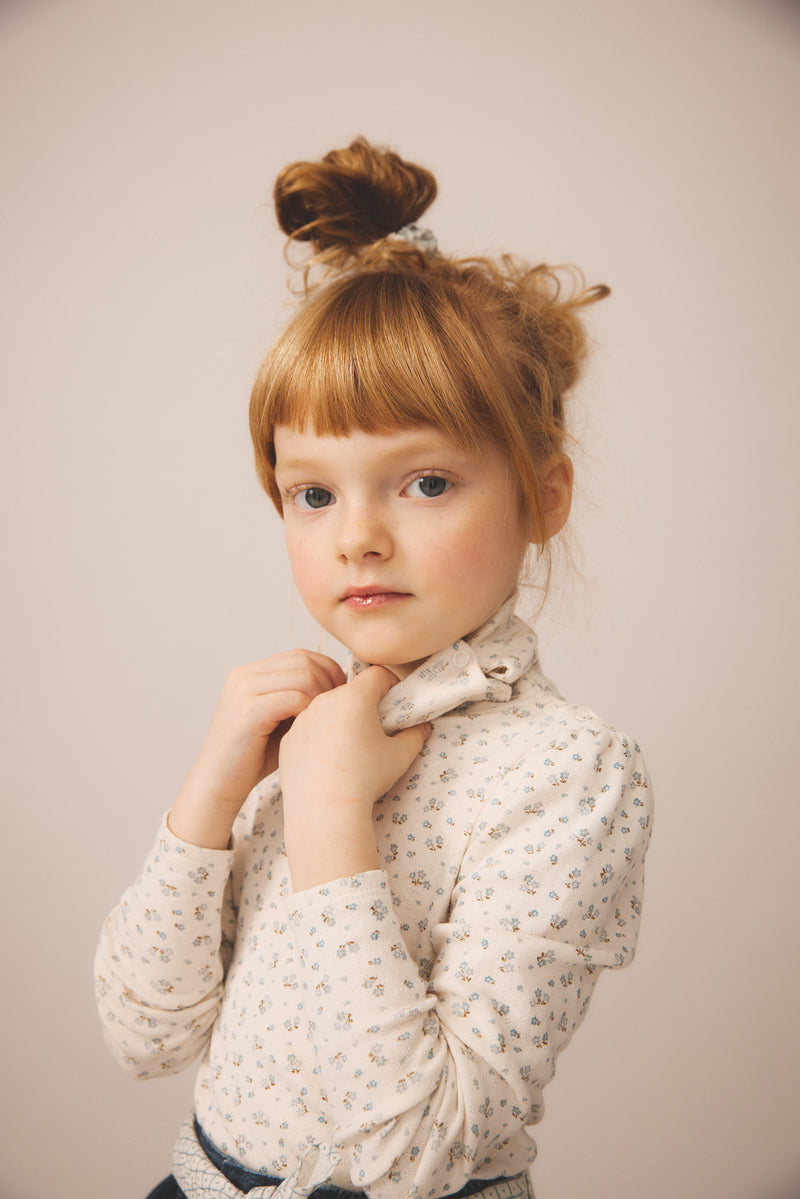 Snap Turtleneck | Calico Print PTL - Rosewood