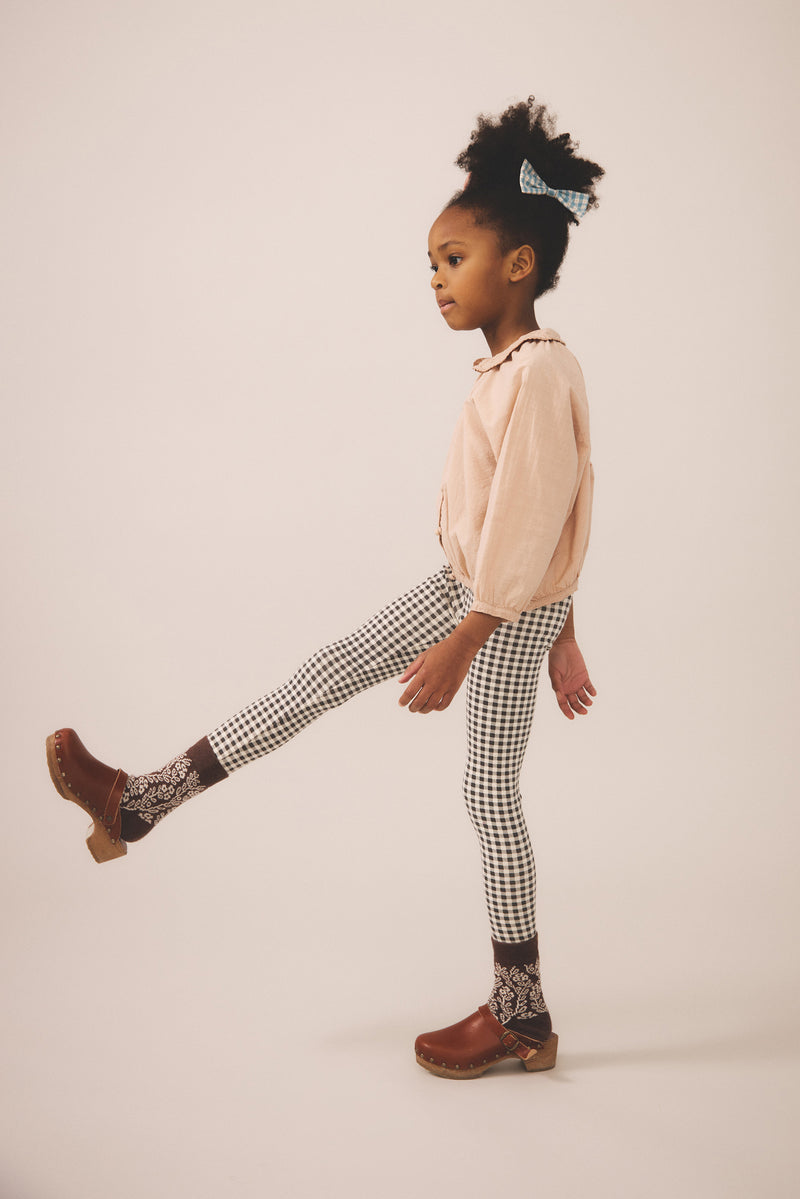 Stretch Legging | Gingham Print - Shale