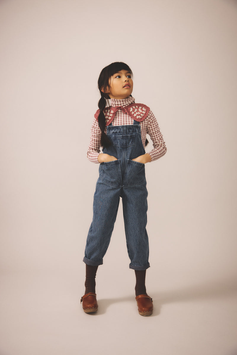 Snap Turtleneck | Gingham Print - Cherry