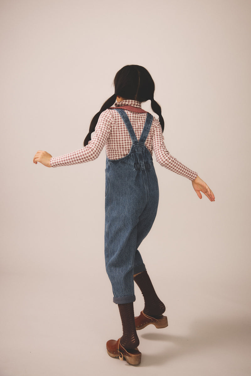 Snap Turtleneck | Gingham Print - Cherry