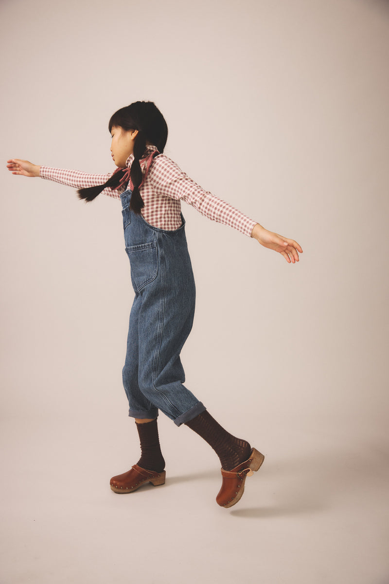 Snap Turtleneck | Gingham Print - Cherry