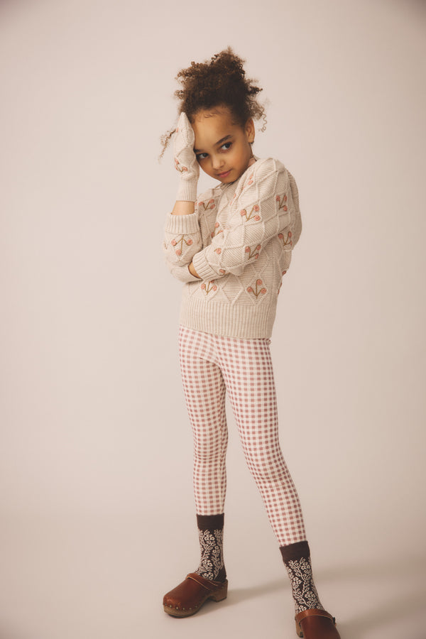 Stretch Legging | Gingham Print - Cherry
