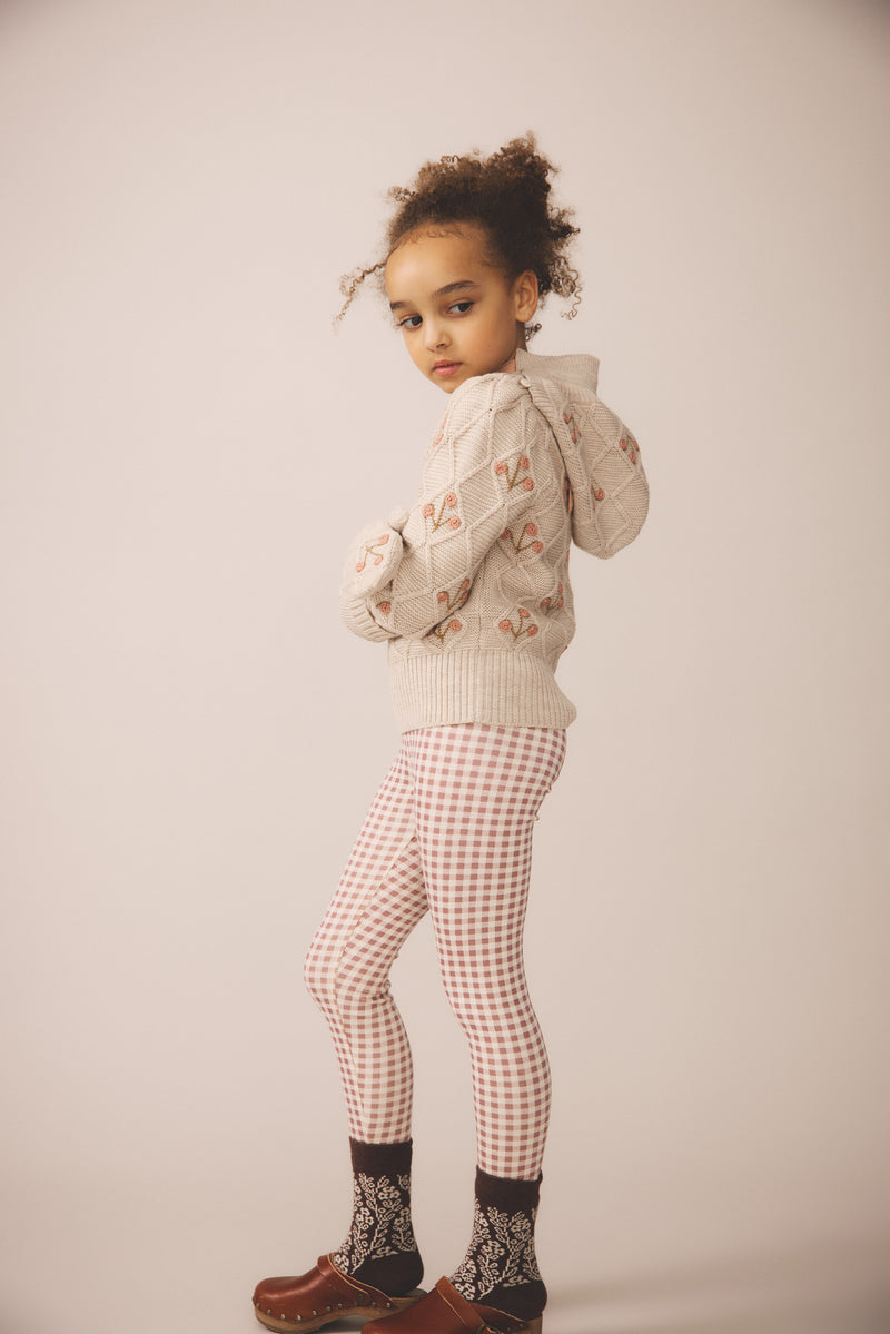 Stretch Legging | Gingham Print - Cherry