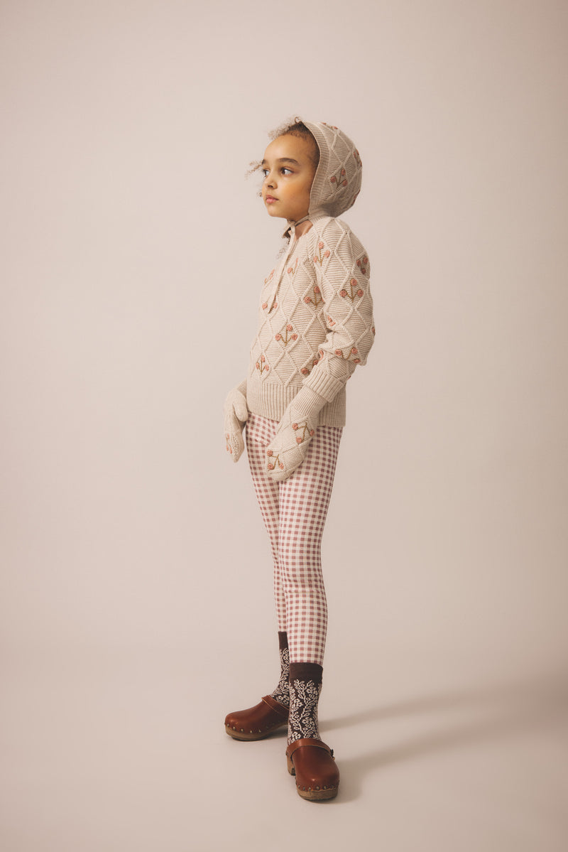 Stretch Legging | Gingham Print - Cherry