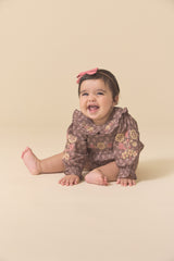 Little Belle Romper | Brown Block Print