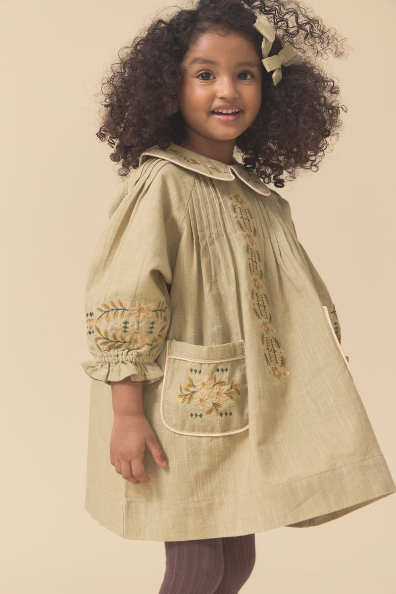Marie Dress | Faded Moss