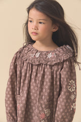 Belle Dress | Brown Block Print