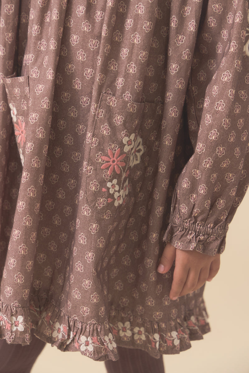Belle Dress | Brown Block Print