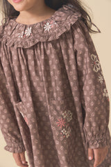Belle Dress | Brown Block Print