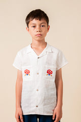 Linen Shirt with Embroidered Pockets