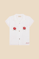 Linen Shirt with Embroidered Pockets