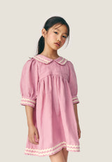 Isaline Linen Collared Dress | Pink