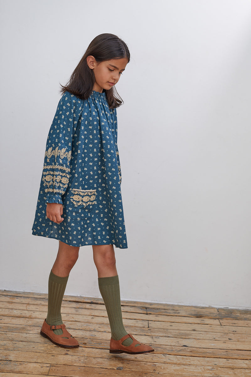 Apolina Meera Dress | Pansy Garden Lake | Marigold Modern Kids