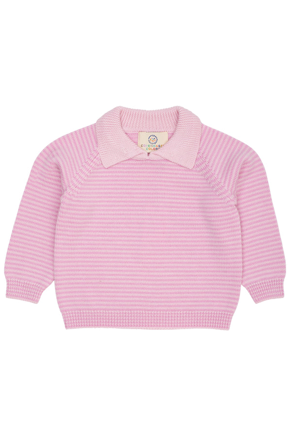 Merino Striped Blouse with Collar | Ballerina/Syringa Stripe