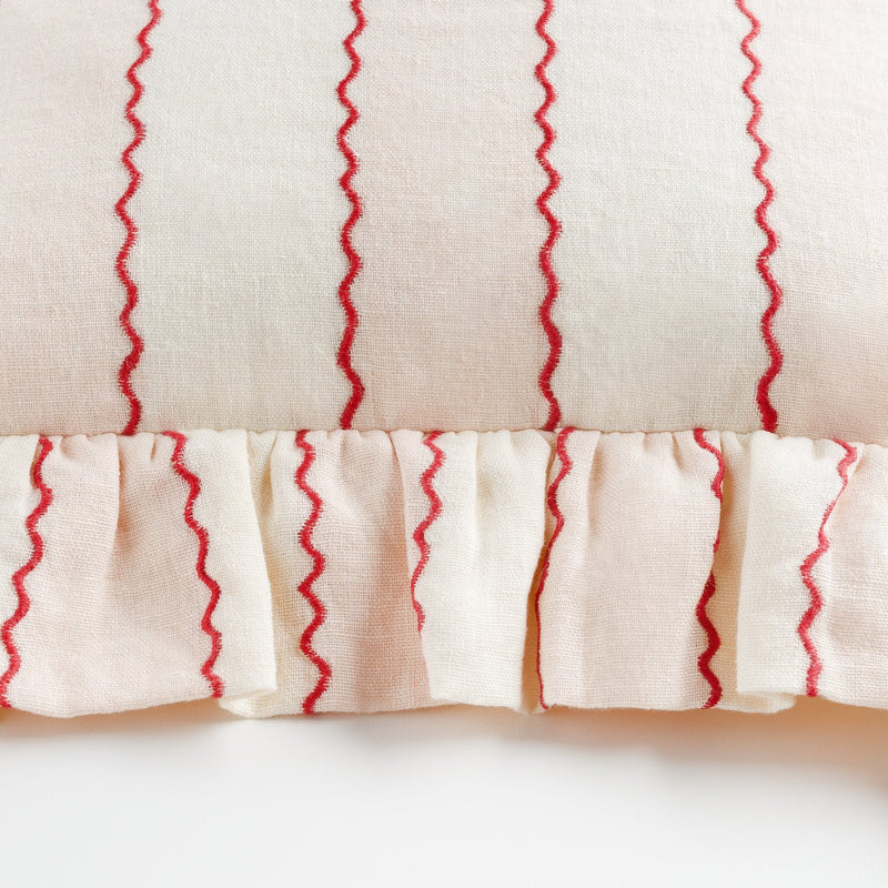 Marionette Stripe Embroidered Cushion | Pink/Cream