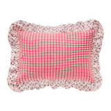 Aada Gingham Frill Cushion | Strawberry