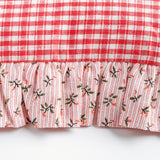 Aada Gingham Frill Cushion | Strawberry