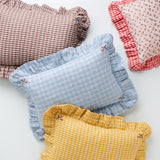 Aada Gingham Frill Cushion | Buttercup