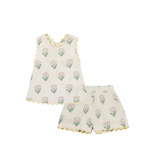 Daisies Sleeveless Scalloped-Trim Set