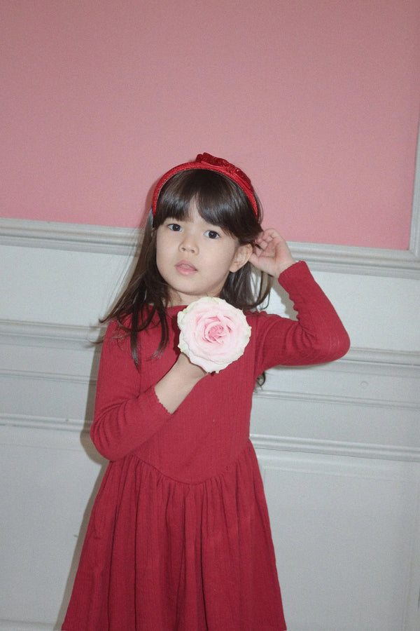 Velvet Bow Headband| Red/Glitter