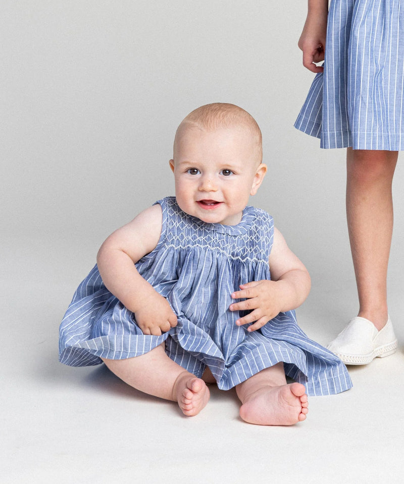 Nora Baby Dress | Chambray Stripe