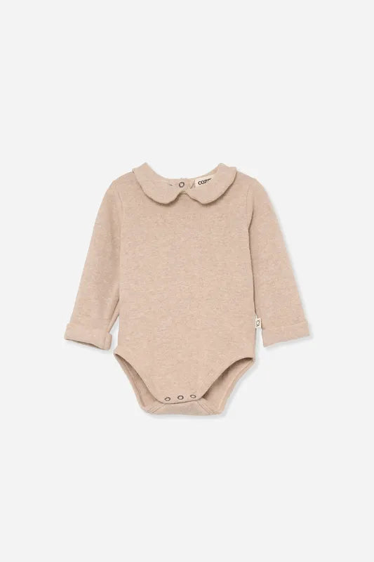 Soft Knit Baby Bodysuit | Beige