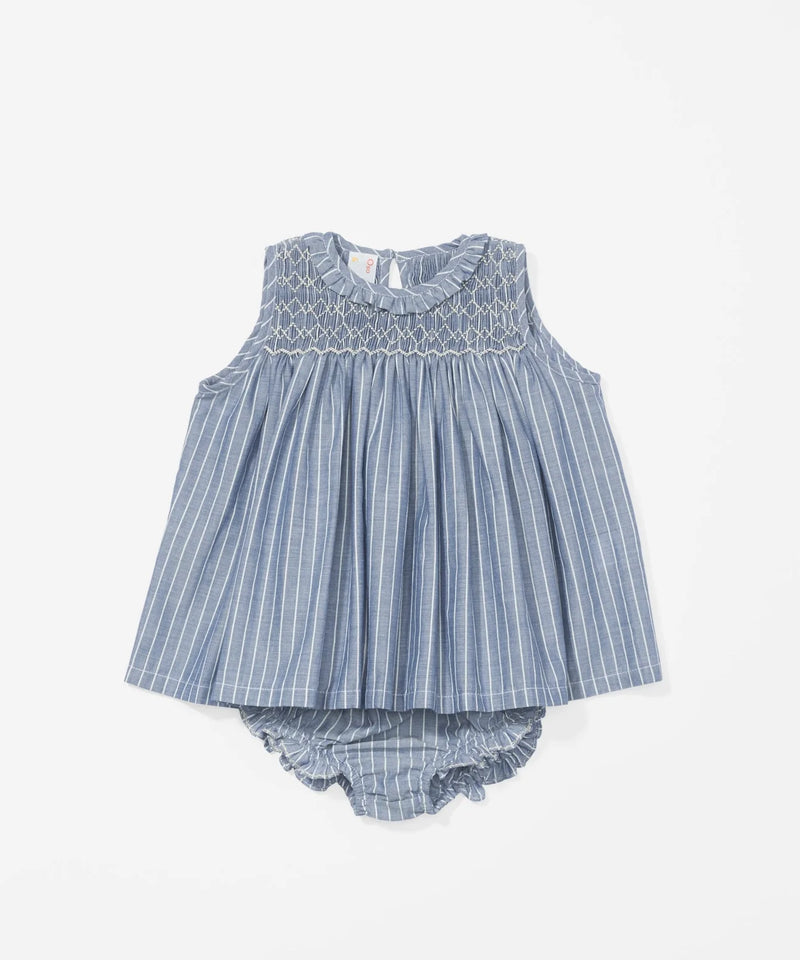 Nora Baby Dress | Chambray Stripe