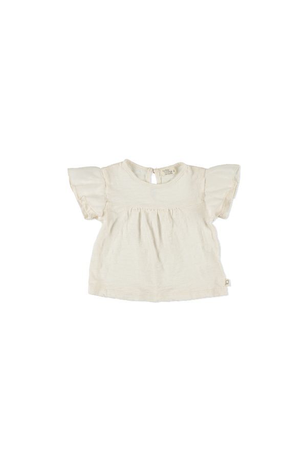 Slub Flutter Sleeves Baby T-Shirt | Ivory