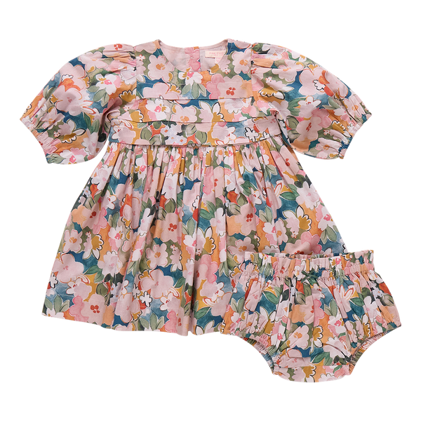 Baby Girls Evelyn Dress Set | Watercolor Floral