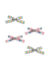 4 Pack Mini Bow Hair Clips | White / Rose