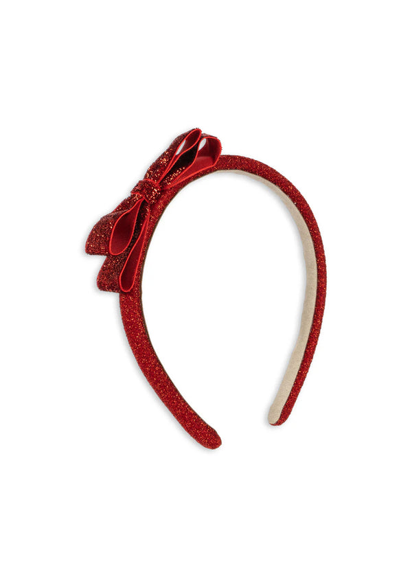 Velvet Bow Headband| Red/Glitter