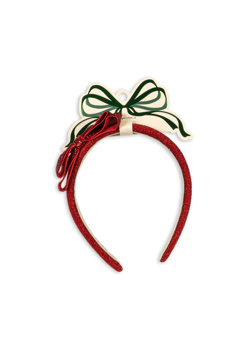 Velvet Bow Headband| Red/Glitter
