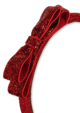 Velvet Bow Headband| Red/Glitter