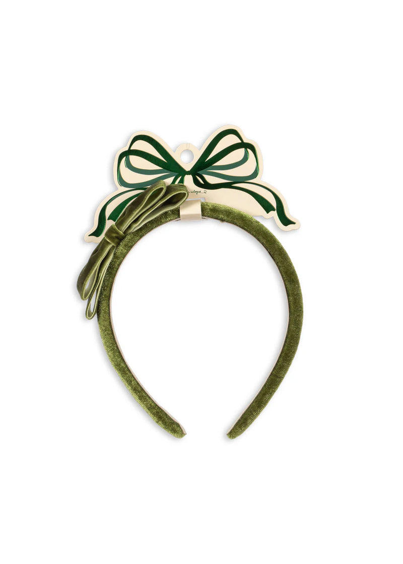 Velvet Bow Headband | Green