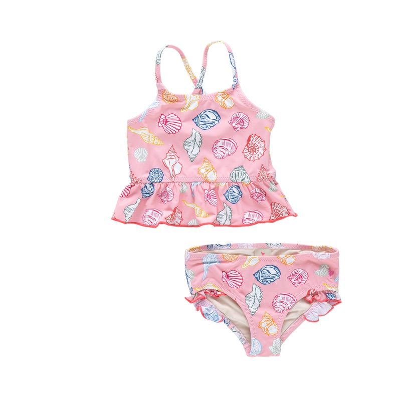 Girls Joy Tankini | Pink Seashells