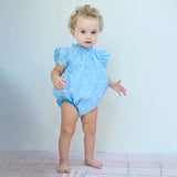 Baby Girls Harper Bubble | Blue Dewdrop Block Print