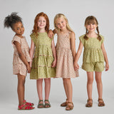 Girls Tia Dress | Pink Prairie Block Print