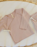 Wrap Top + Footed Pant Set | Rose