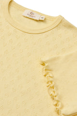 Pointelle Heart T-Shirt | Pale Yellow