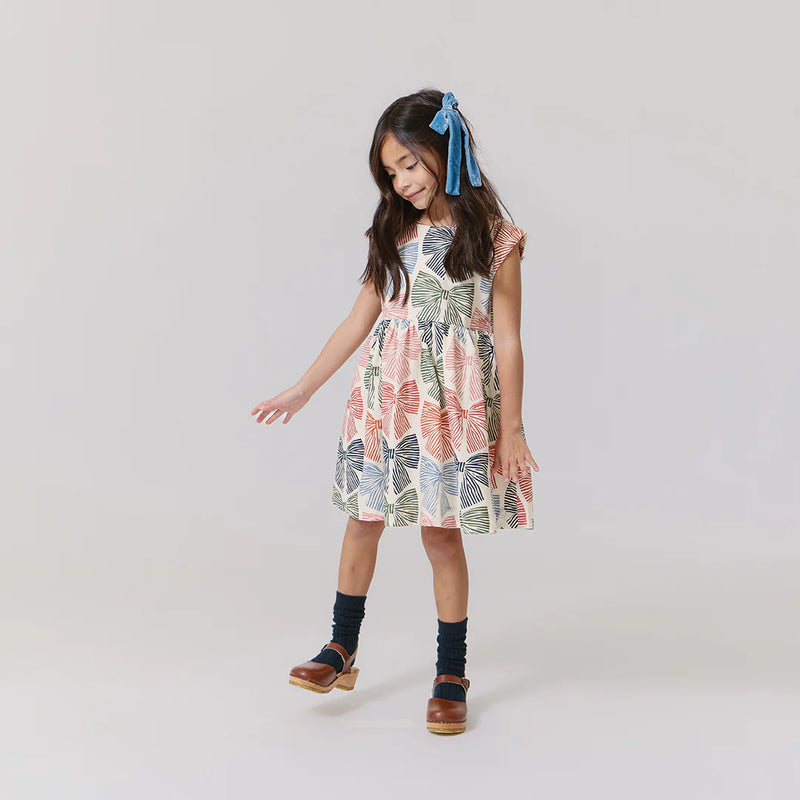 Girls Adaline Dress | Multi Striped Bows
