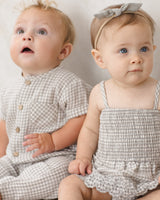 Smocked Skirted Romper | Sage Gingham