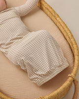 Bamboo Baby Gown + Hat Set | Oat Gingham