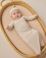 Bamboo Baby Gown + Hat Set | Oat Gingham
