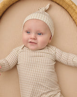 Bamboo Zip Footie | Oat Gingham