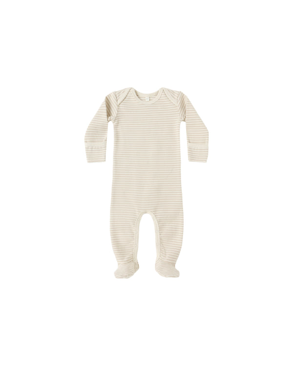 Baby Footie | Oat Micro Stripe