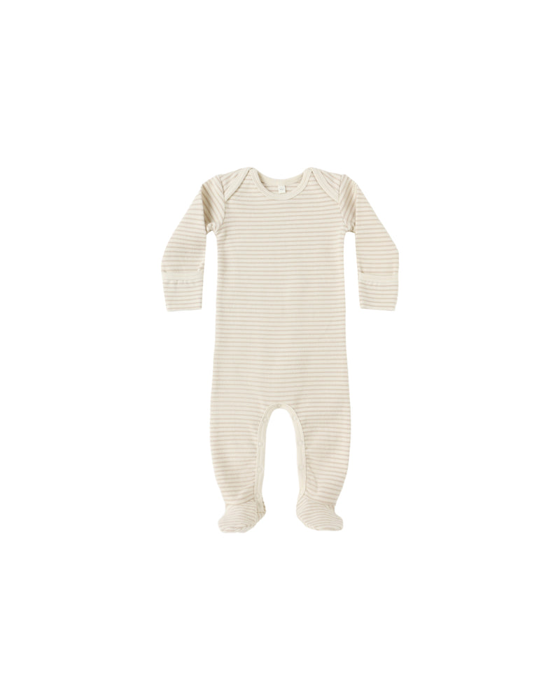 Baby Footie | Oat Micro Stripe