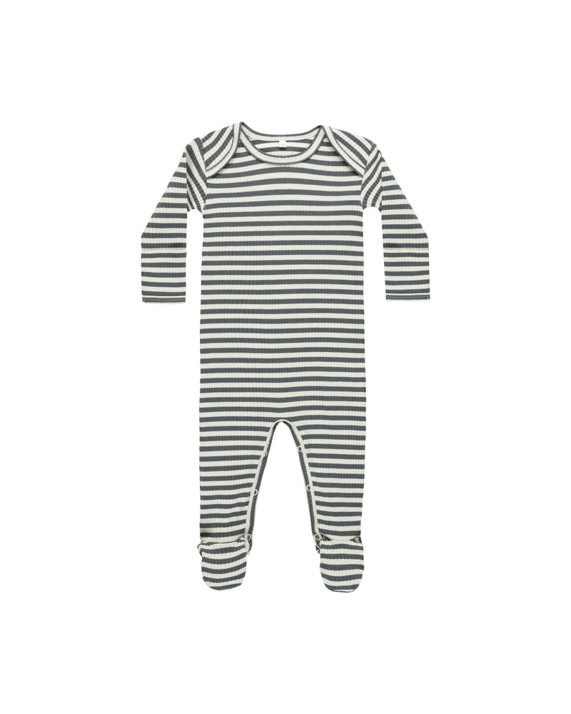 Ribbed Footie | Indigo Stripe