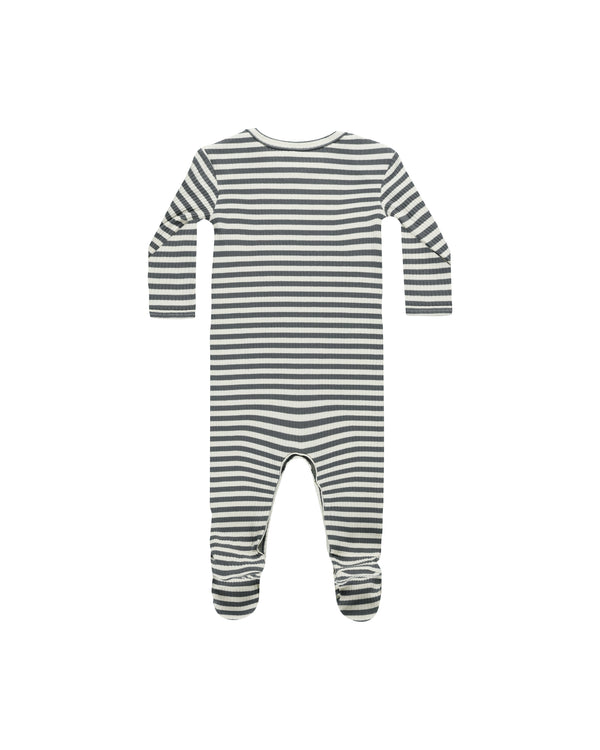 Ribbed Footie | Indigo Stripe